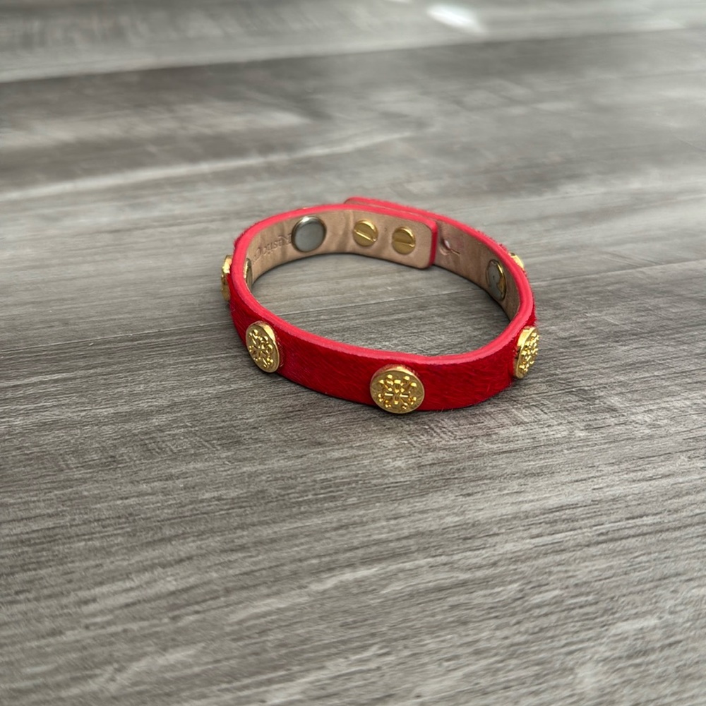 Rustic Cuff Red/Gold Bracelet with Bag